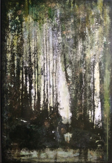 "Forest Spirit" Mixed Media and 24K Gold 36'' X 24''